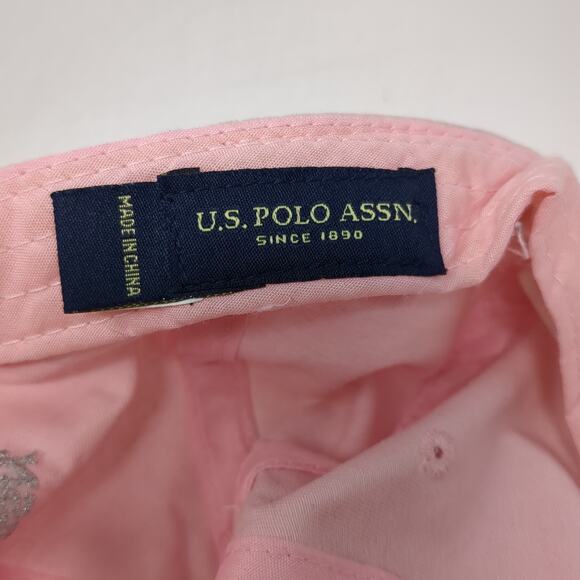 U.S. Polo Assn. Strapback Hat Pink One Size Embroidered Logo Adjustable - Picture 8 of 8